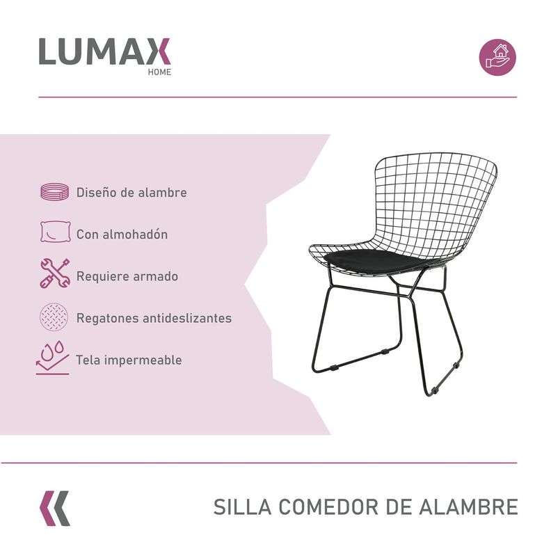 Silla de Comedor Living Alambre Cardy Negra-1