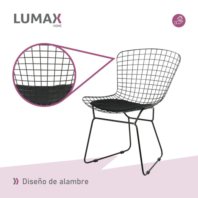 Silla de Comedor Living Alambre Cardy Negra-5