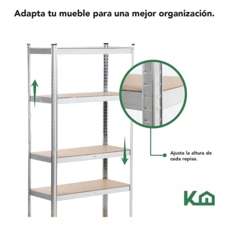 Estante Organizador 5 Niveles Madera 180x90cm Gris-3