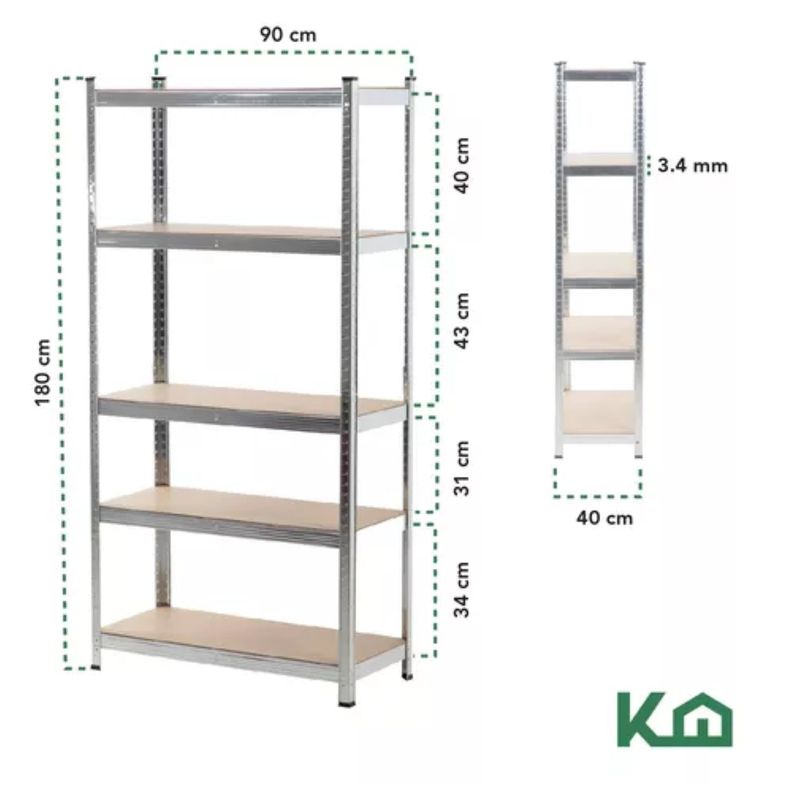 Estante Organizador 5 Niveles Madera 180x90cm Gris-4