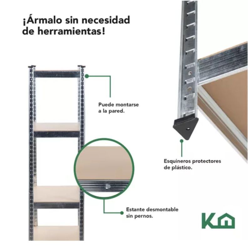 Estante Organizador 5 Niveles Madera 180x90cm Gris-5