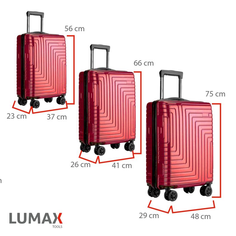 Maletas De Viaje Set De 3 Color Rojo Con Organizadores-2