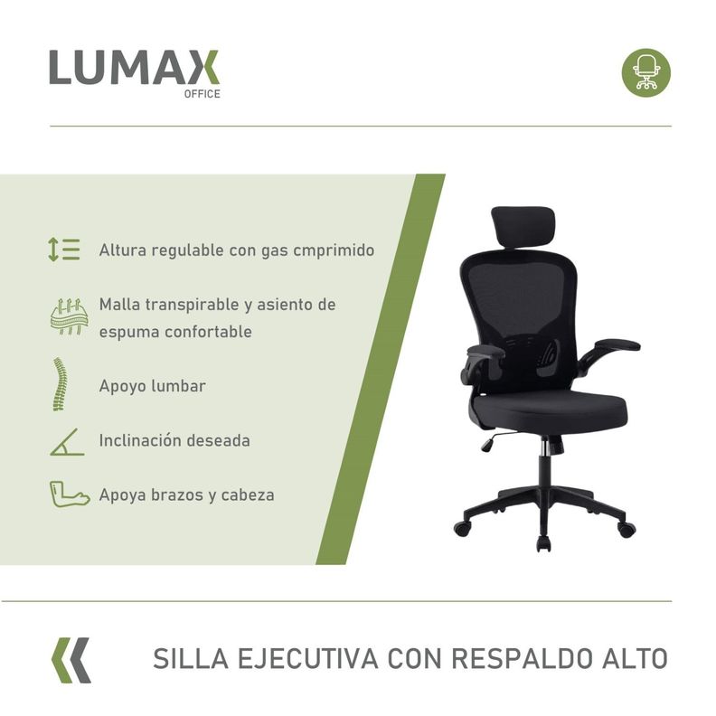 Silla De Oficina Tyne Ergonómica Con Respaldo Alto Negra-1