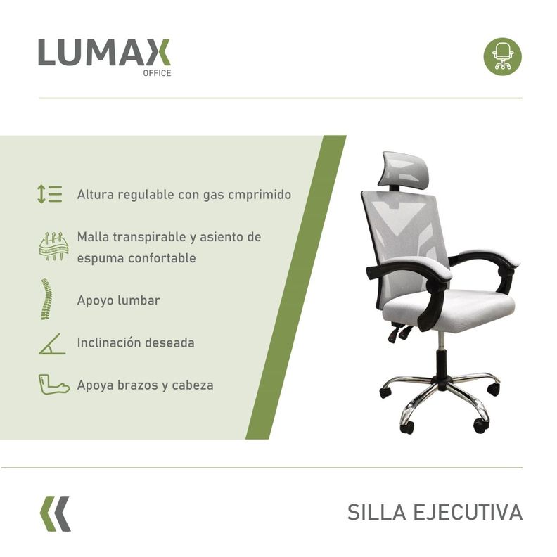 Silla Ejecutiva Escritorio Ergonomica Lumax Clyde Gris-1