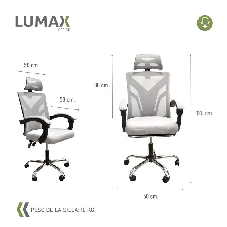 Silla Ejecutiva Escritorio Ergonomica Lumax Clyde Gris-2