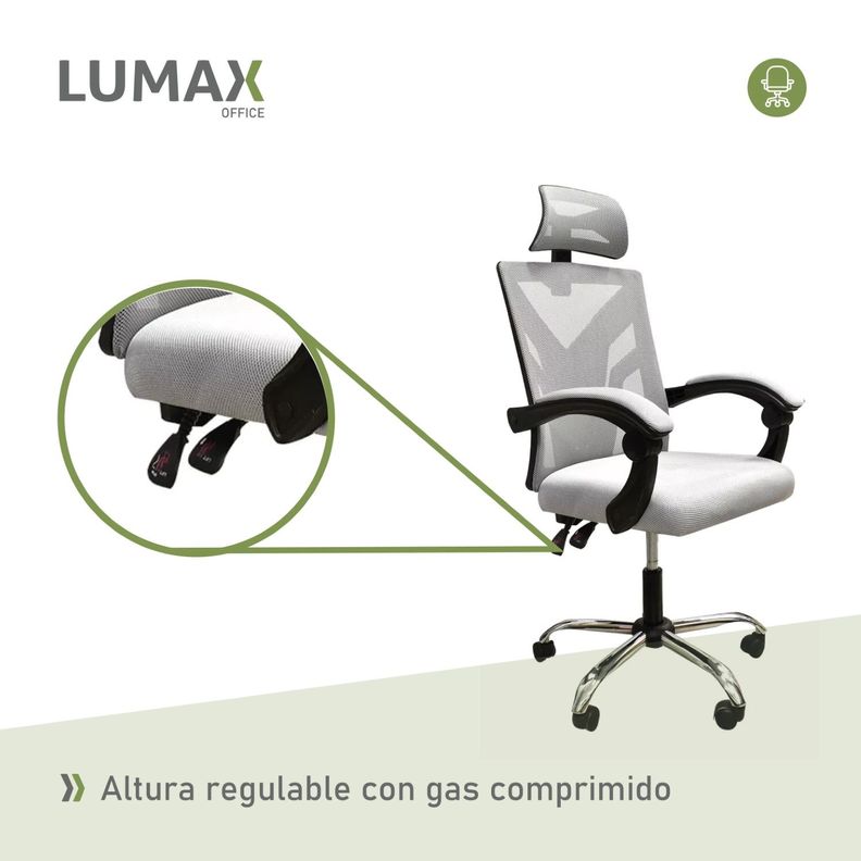 Silla Ejecutiva Escritorio Ergonomica Lumax Clyde Gris-4