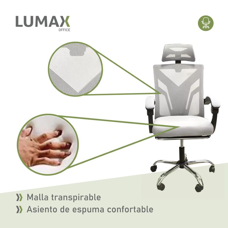 Silla Ejecutiva Escritorio Ergonomica Lumax Clyde Gris-5