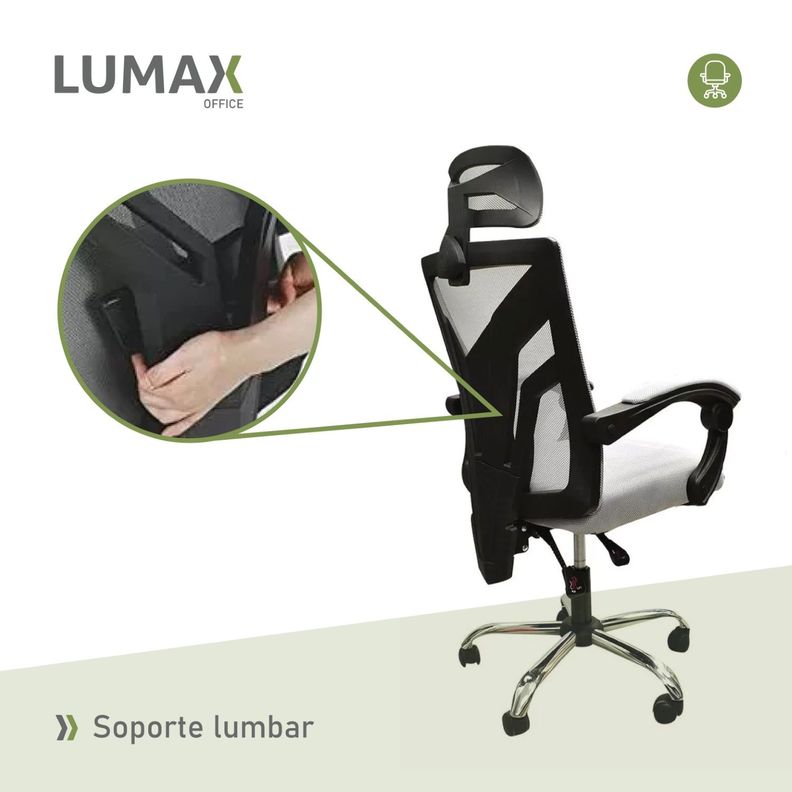 Silla Ejecutiva Escritorio Ergonomica Lumax Clyde Gris-6