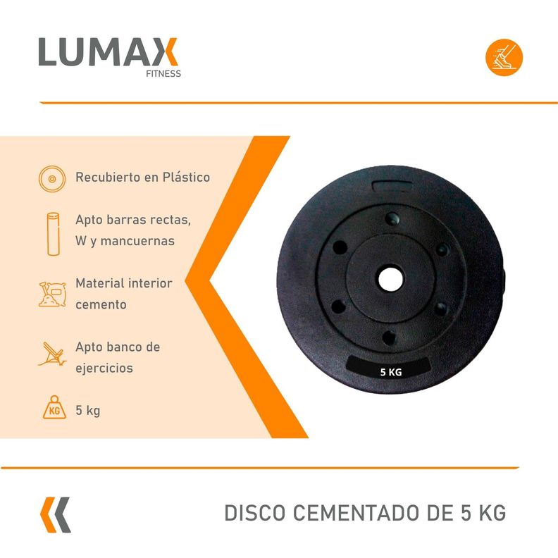 Disco Cementado Para Barra Mancuernas O Banco 5kg-1