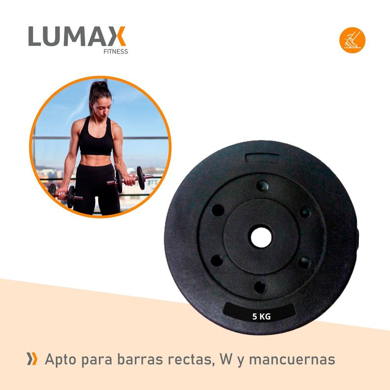 Disco Cementado Para Barra Mancuernas O Banco 5kg-4
