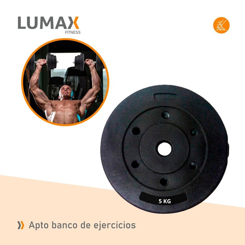 Disco Cementado Para Barra Mancuernas O Banco 5kg-5