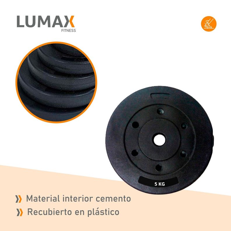 Disco Cementado Para Barra Mancuernas O Banco 5kg-6