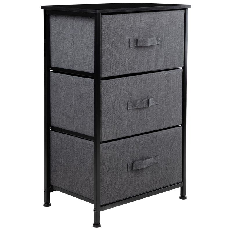 Cajonera Comoda 3 Cajones Organizador Tela Gris con Negro-0