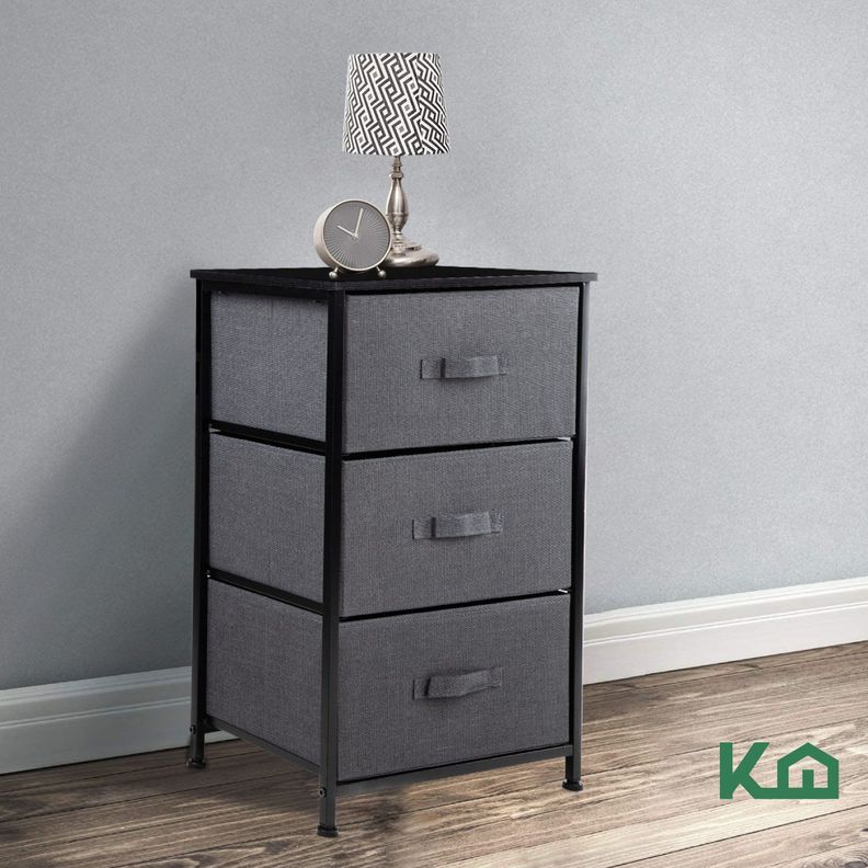 Cajonera Comoda 3 Cajones Organizador Tela Gris con Negro-7