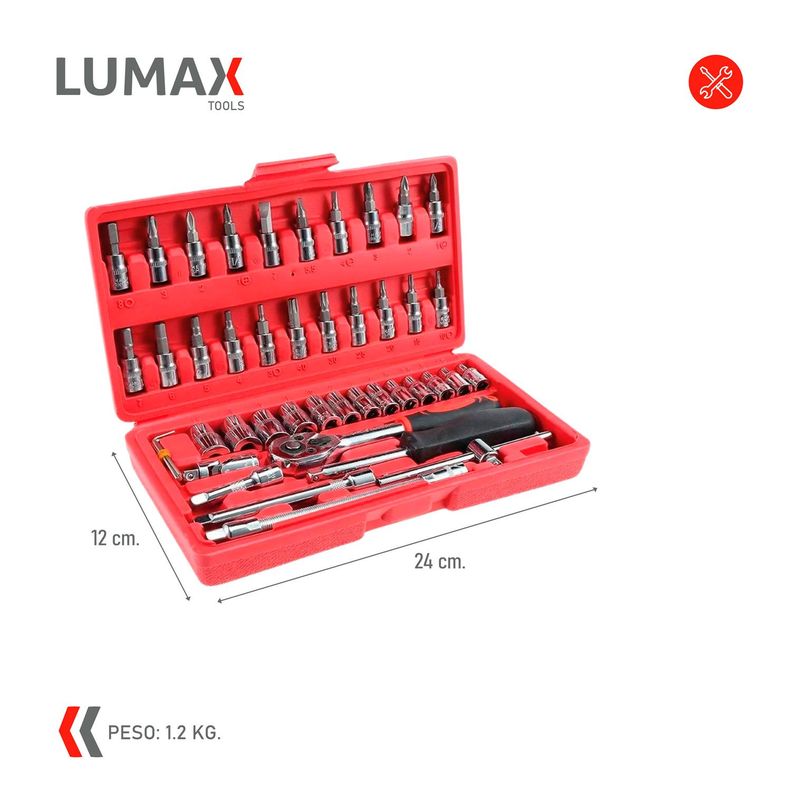 Caja de Herramientas Lumax de 64 Piezas Dados y Puntas-2