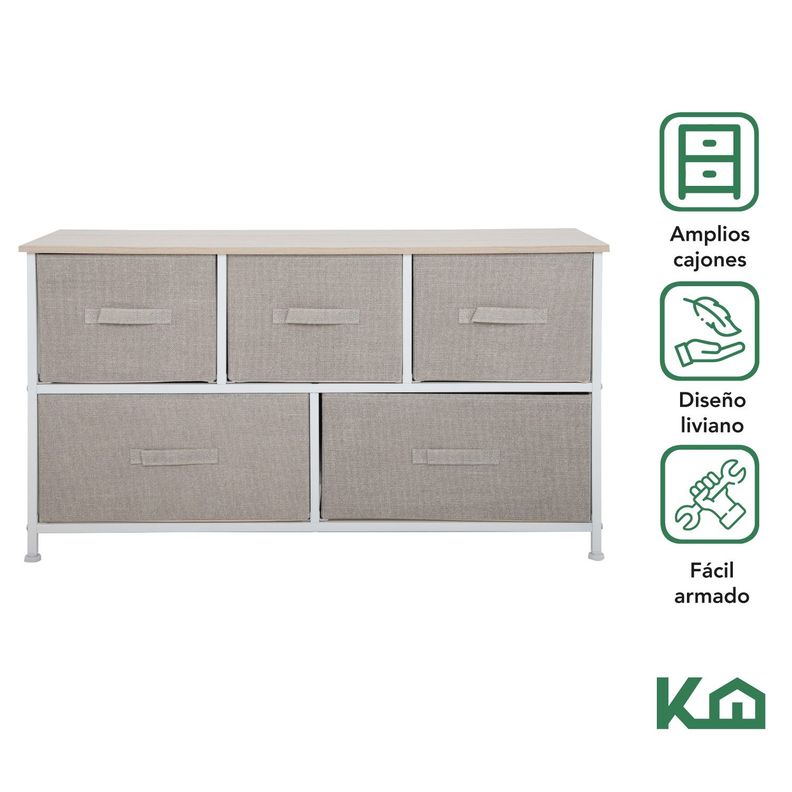 Cajonera Comoda 5 Cajones Organizador Tela Reactangular-1