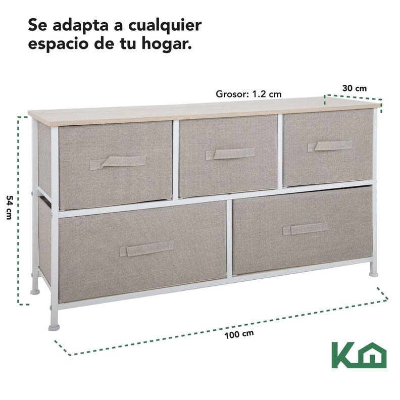 Cajonera Comoda 5 Cajones Organizador Tela Reactangular-5