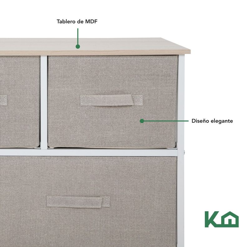 Cajonera Comoda 5 Cajones Organizador Tela Reactangular-7