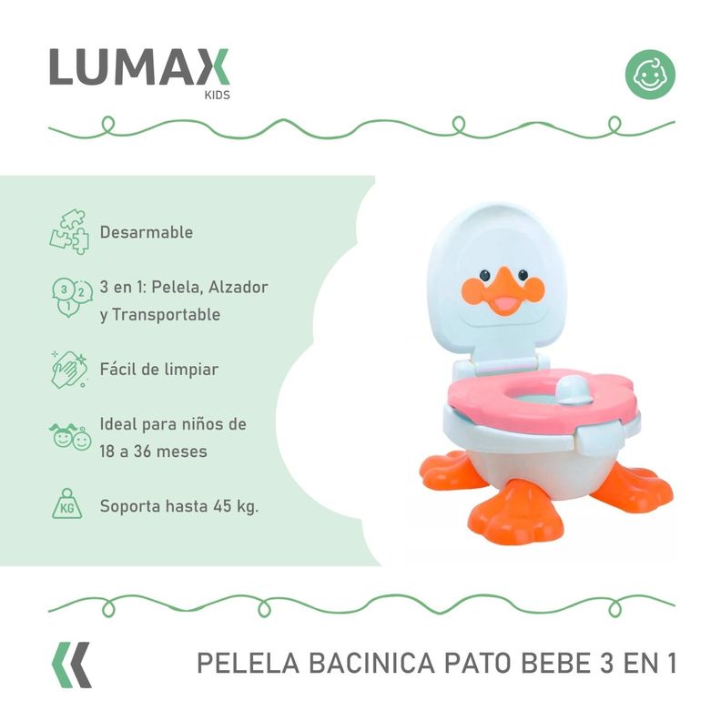 Pelela Bacinica Pato Bebe 3 En 1 Niño O Niña Rosado-1