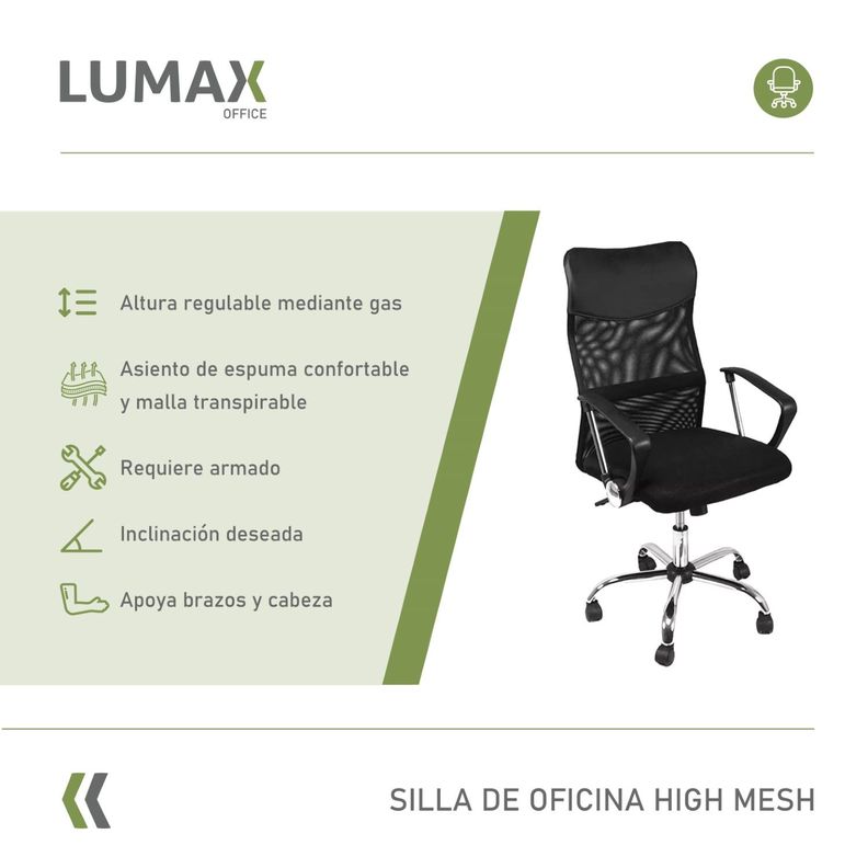 Silla de Oficina High Mesh Escritorio Respaldo Alto-1
