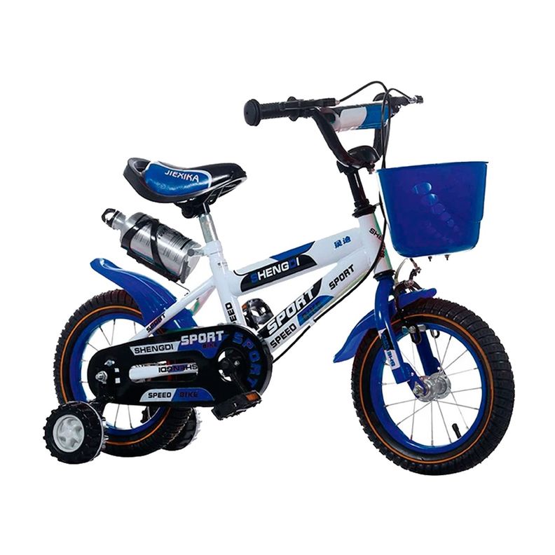 Bicicleta Infantil Lumax Aro 12 Azul Con Rueditas-7