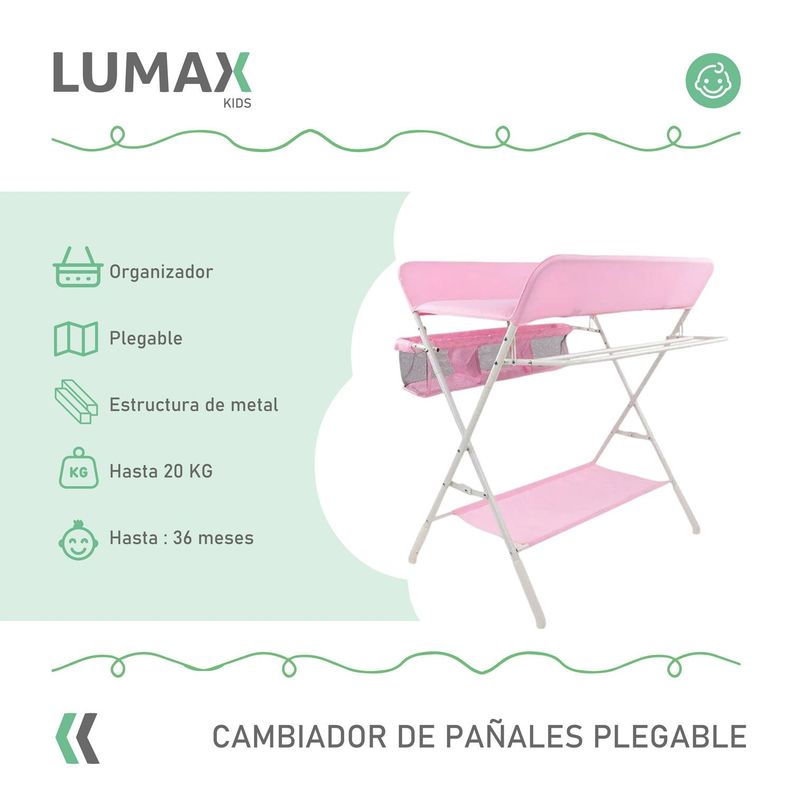Cambiador De Pañales Para Bebe Plegable Portatil Rosado-1