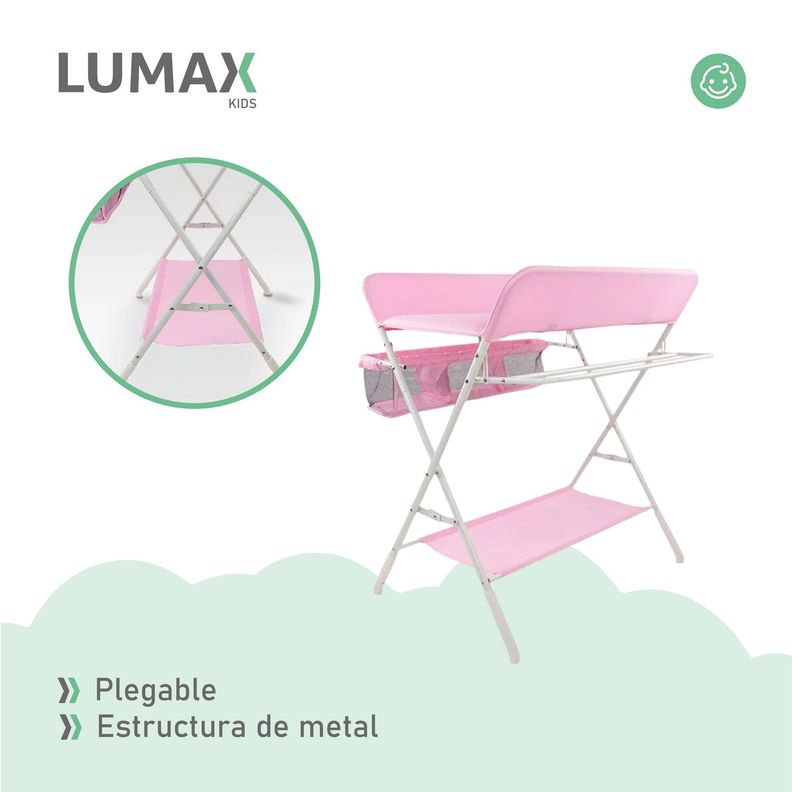 Cambiador De Pañales Para Bebe Plegable Portatil Rosado-5