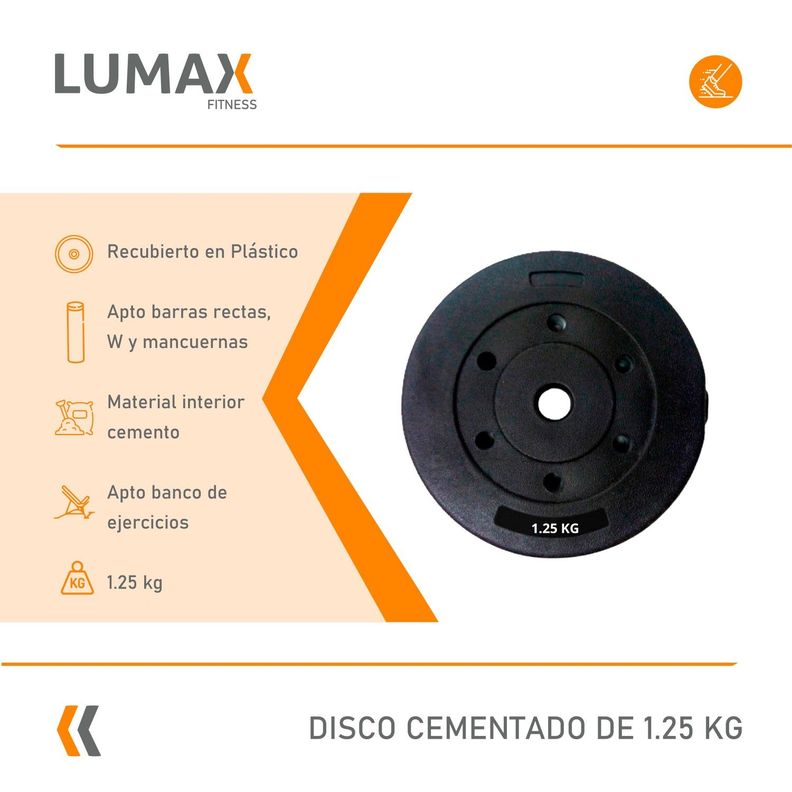 Disco Cementado Para Barra Mancuernas O Banco 1.25kg-1