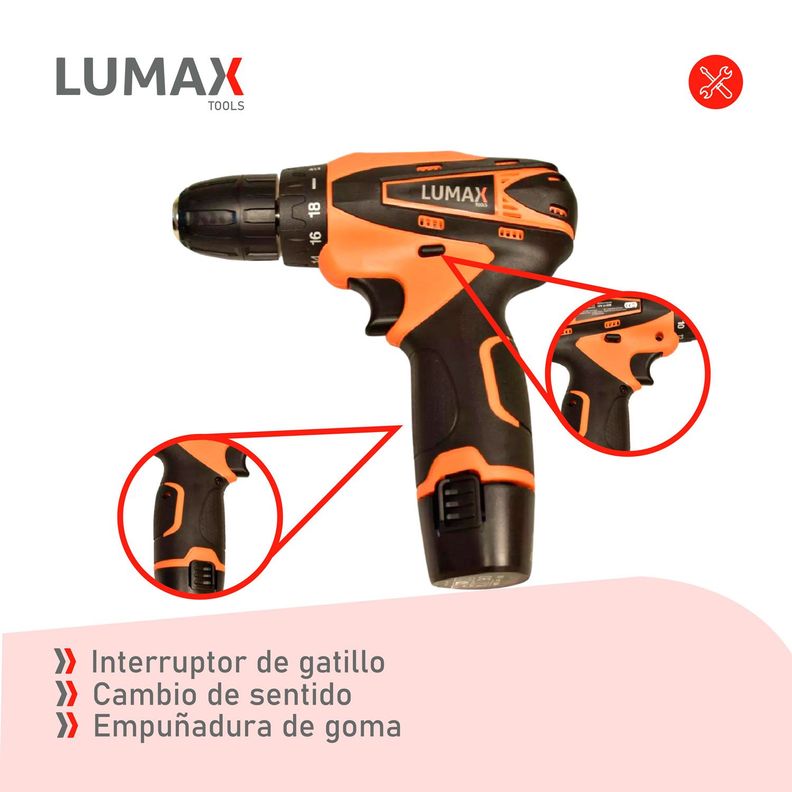 Taladro 12v Atornillador Con Bateria De Litio Liviano-4