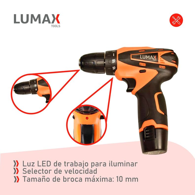 Taladro 12v Atornillador Con Bateria De Litio Liviano-5