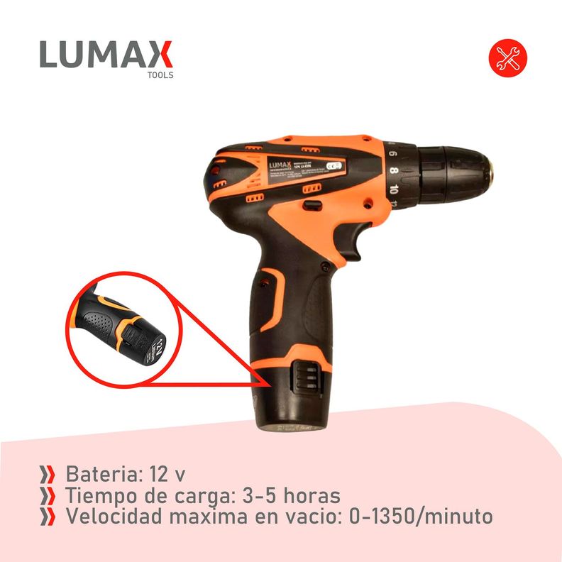 Taladro 12v Atornillador Con Bateria De Litio Liviano-6