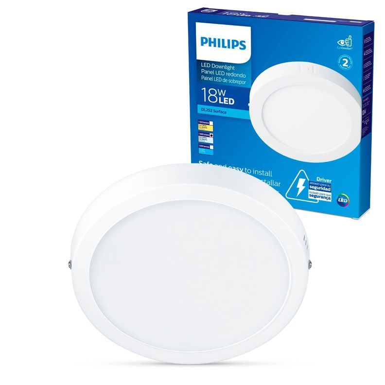 Foco Panel Plafon Led Sobrepuesto Philips 18W Blanco Neutro-0