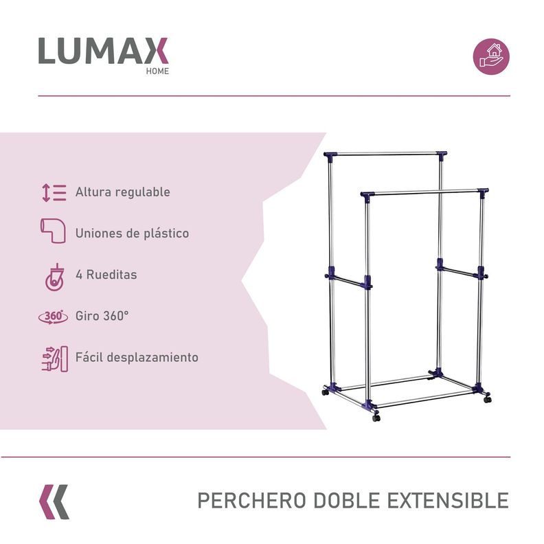 Perchero Doble Portatil y Extensible Con Ruedas-1