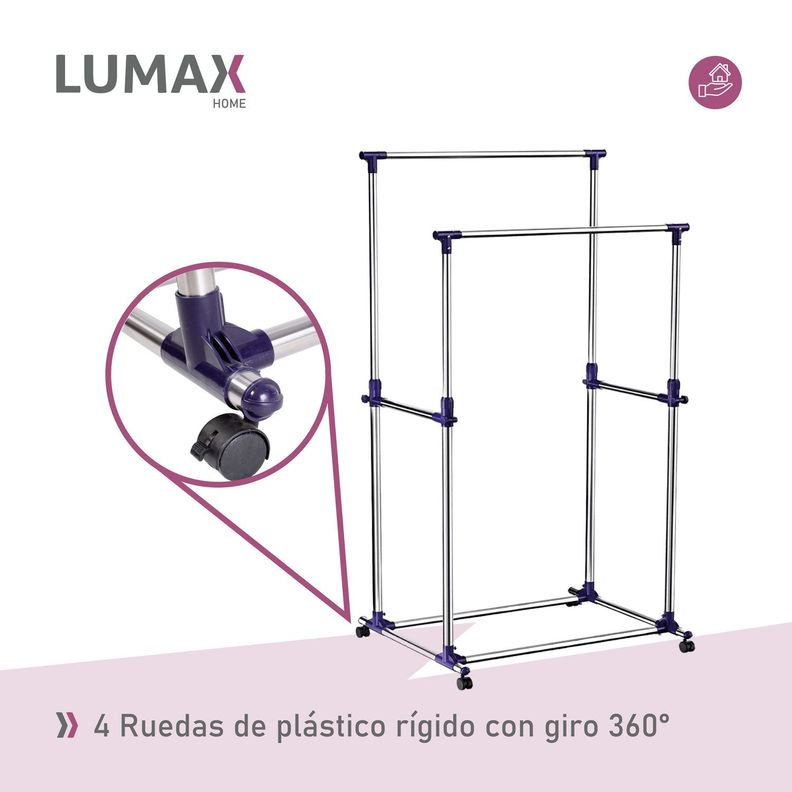 Perchero Doble Portatil y Extensible Con Ruedas-4