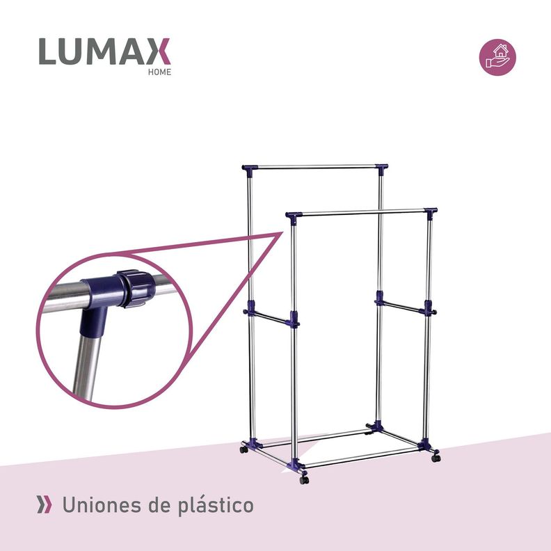 Perchero Doble Portatil y Extensible Con Ruedas-5
