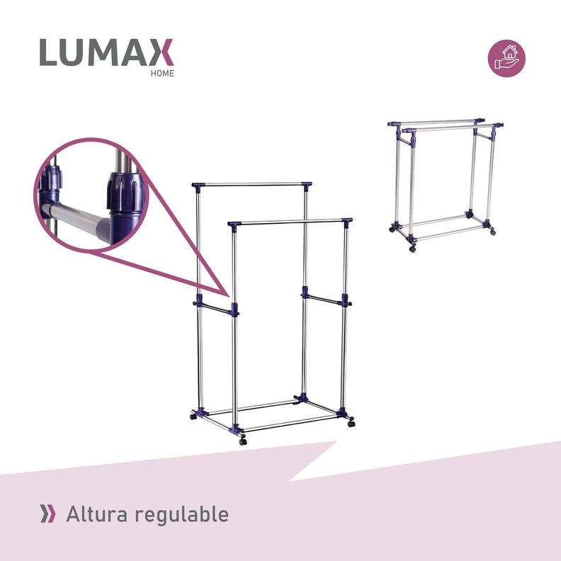 Perchero Doble Portatil y Extensible Con Ruedas-6