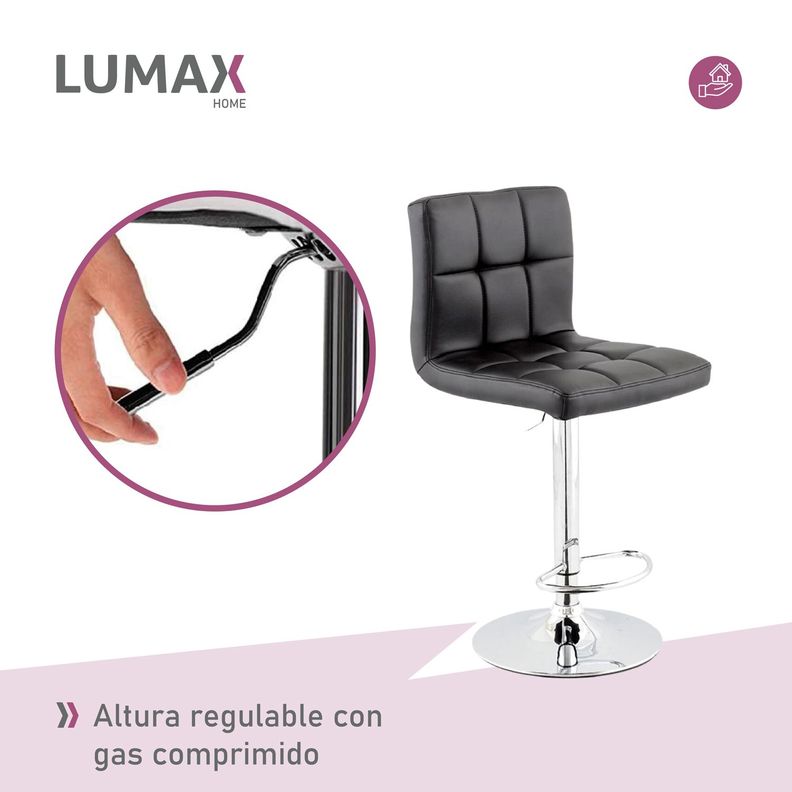 Pack 2 Piso Bar Sillon Taburete Odo Negro Muebles MeTinca-7