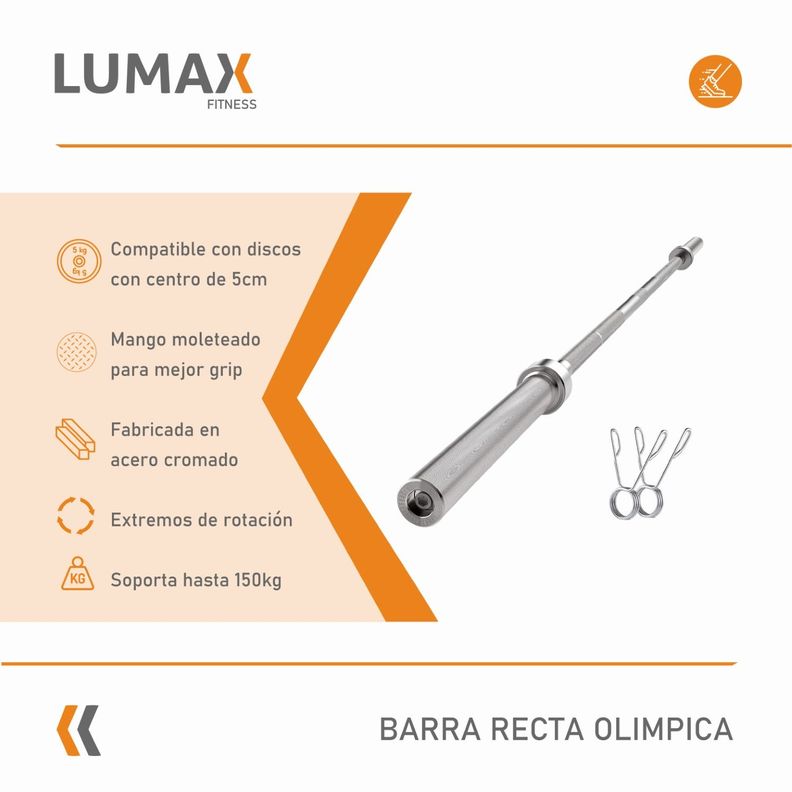 Barra Recta Olimpica Profesional 2.2m 15 Kg-1