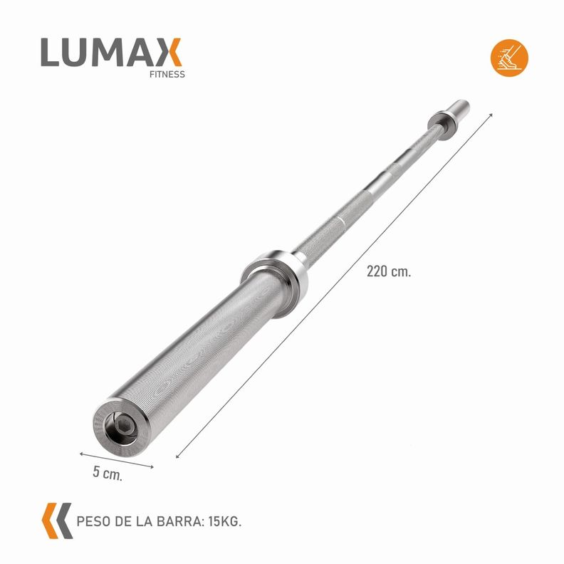 Barra Recta Olimpica Profesional 2.2m 15 Kg-2