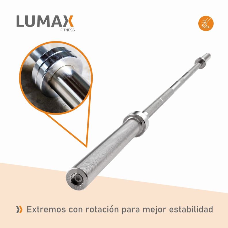 Barra Recta Olimpica Profesional 2.2m 15 Kg-5