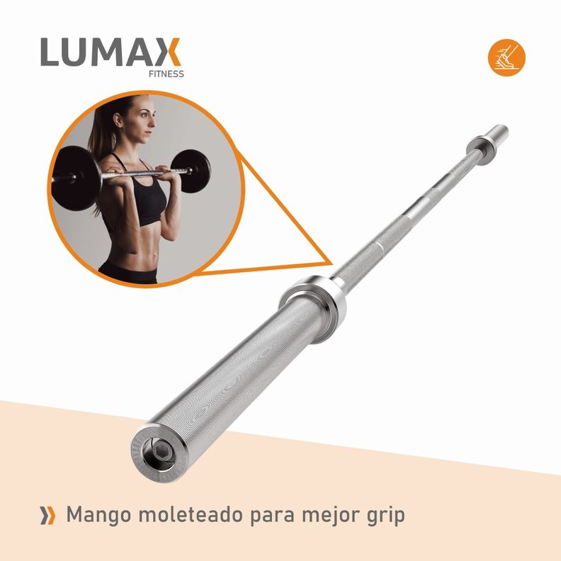 Barra Recta Olimpica Profesional 2.2m 15 Kg-6