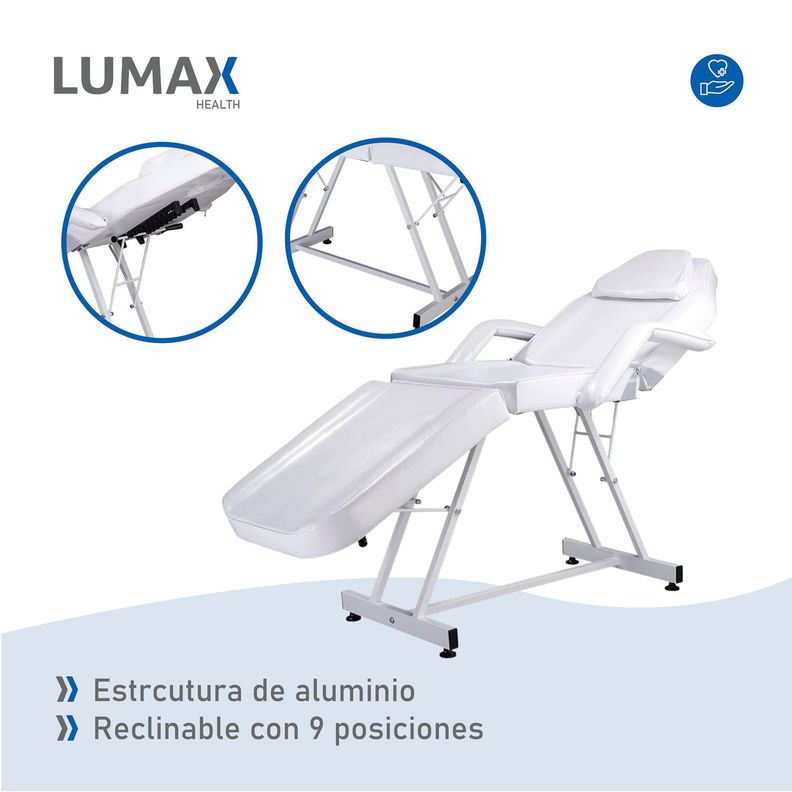 Camilla Reclinable Para Masajes Depilacion y Tatuajes Blanca-6