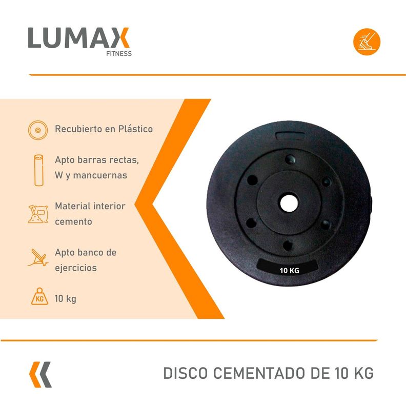 Disco Cementado Para Barra Mancuernas O Banco 10kg-1