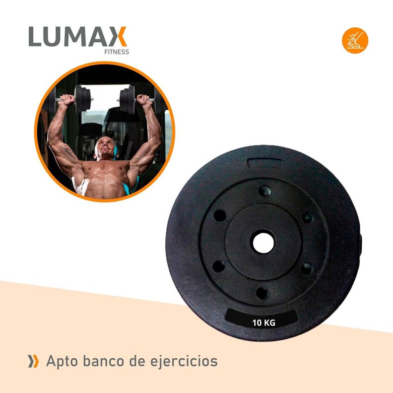 Disco Cementado Para Barra Mancuernas O Banco 10kg-5