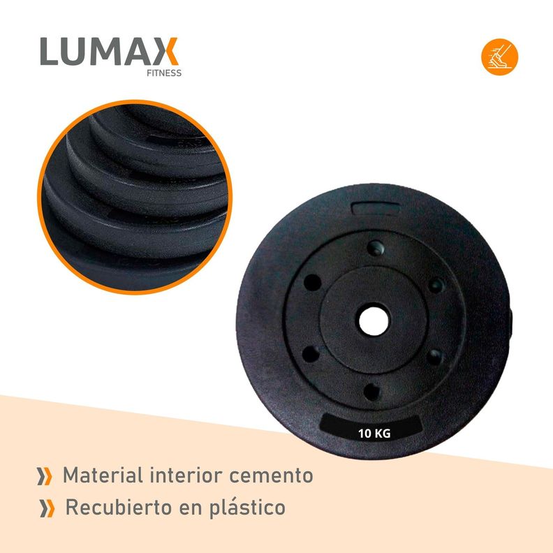 Disco Cementado Para Barra Mancuernas O Banco 10kg-6