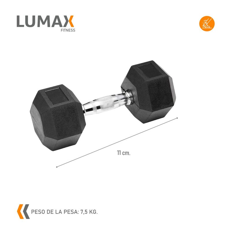 Set Par de Mancuernas Hexagonal 7.5 Kg por Unidad - Fitness-4