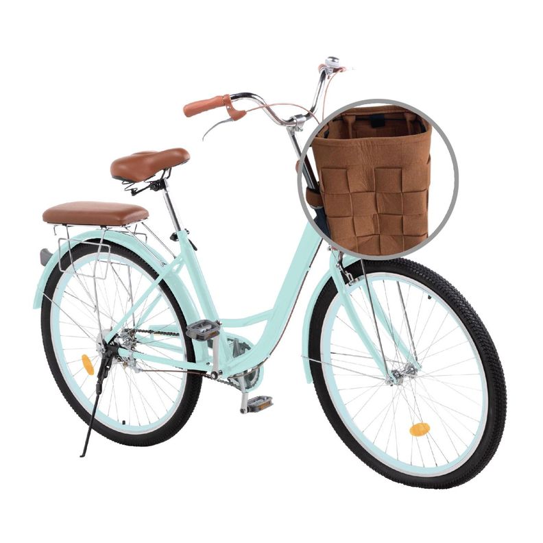 Bicicleta Urbana Aro 26 Vintage Con Canastilla Retro Verde