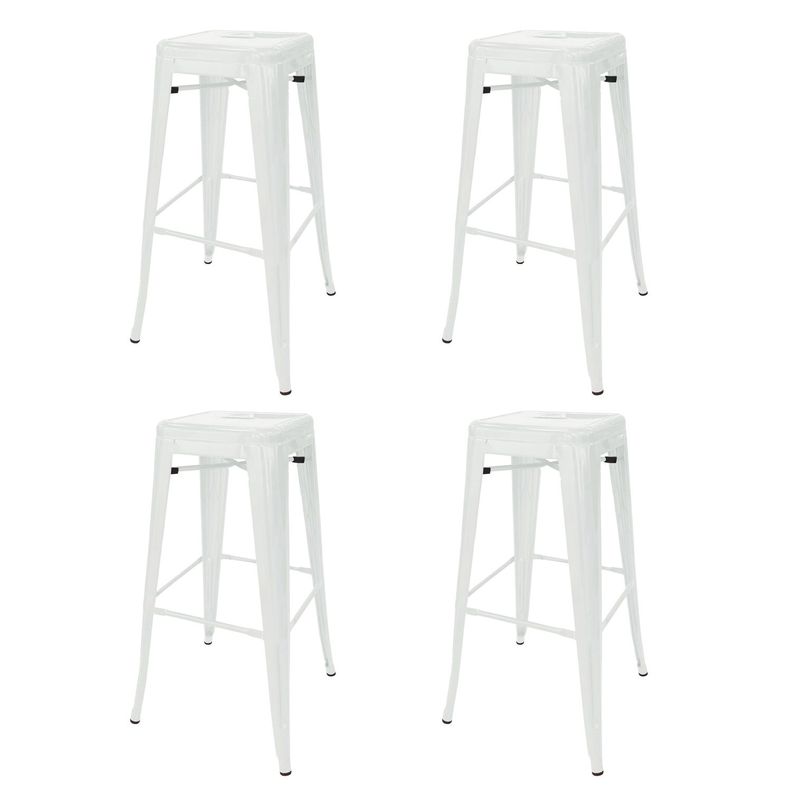Pack 4 Taburetes Tolix Altos Piso de Bar Blanco-0
