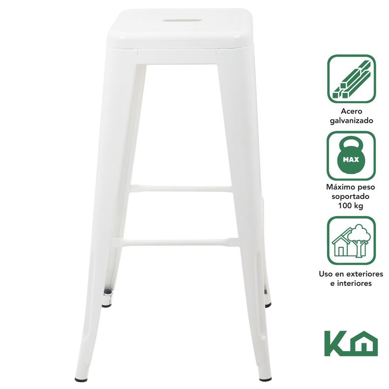 Pack 4 Taburetes Tolix Altos Piso de Bar Blanco-2