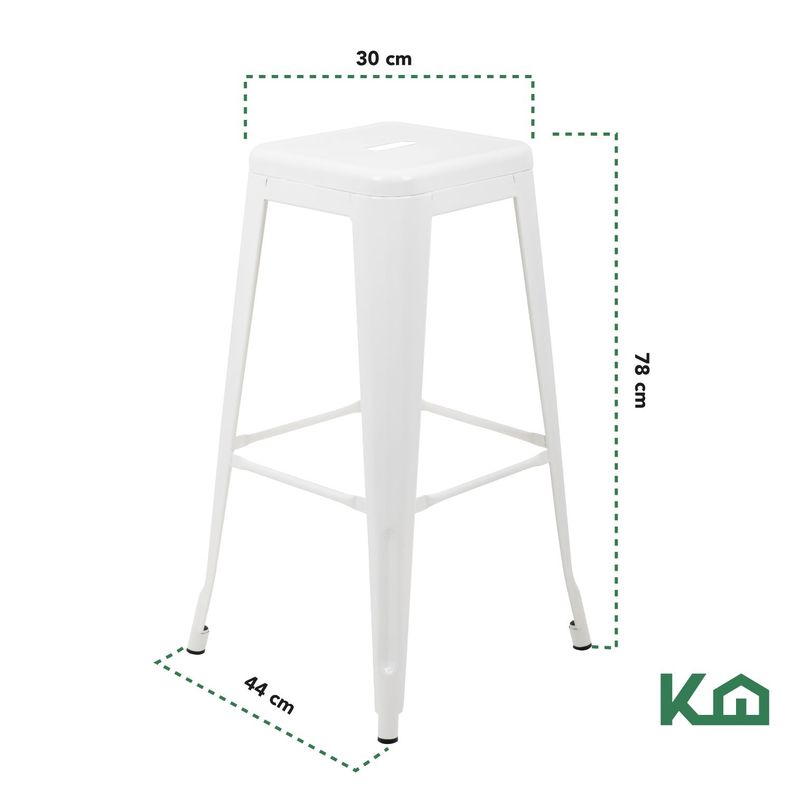 Pack 4 Taburetes Tolix Altos Piso de Bar Blanco-4